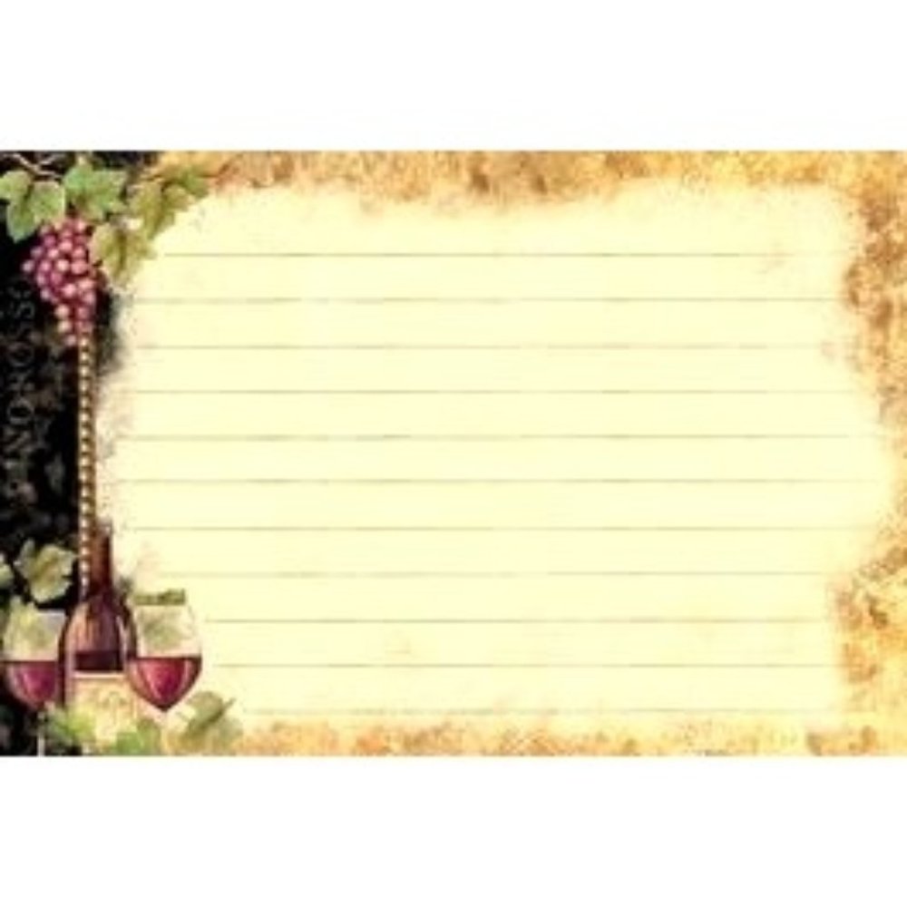 LANG Recipe Cards GILDED WINE 36# Lined Double Sided 4"x6" Vineyard NIP